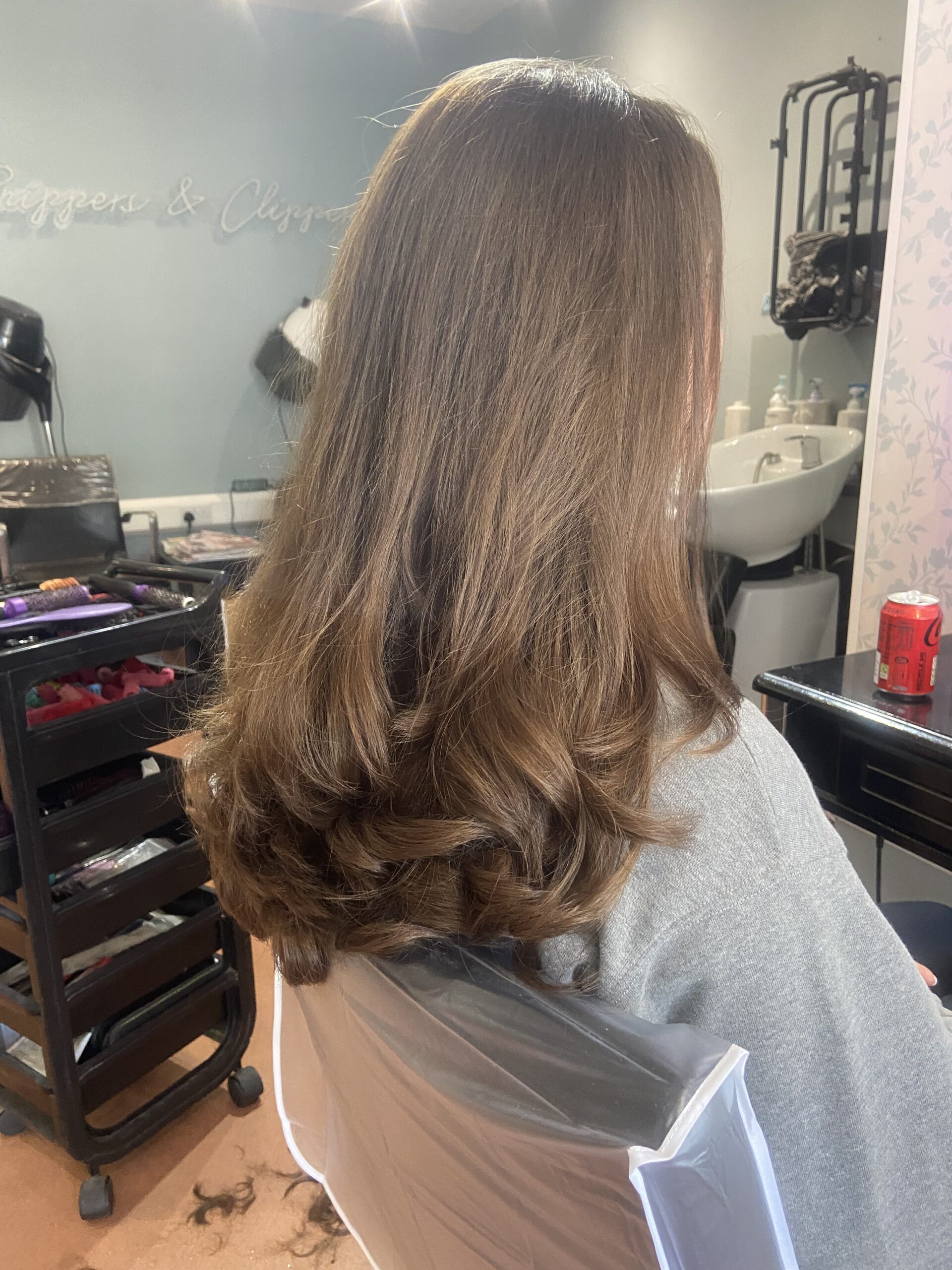 Snippers and Clippers hair salon women’s haircut detail